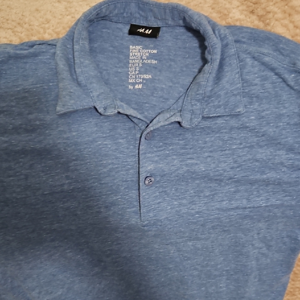 H&M Blue Polo Shirt Classic Knit Design